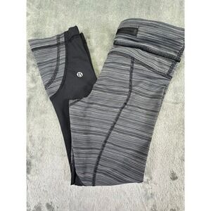 Lululemon Run Inspire Crop II Leggings Space Dye Black White Mesh Size 2